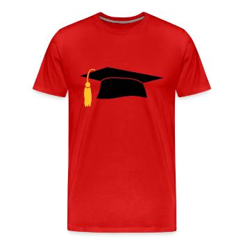 Graduation Cap - Men's Premium Organic T-Shirt - red - Front - Damien (186cm)