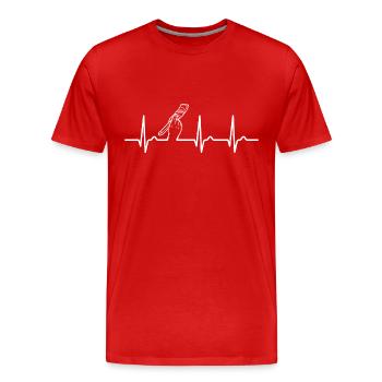 EKG Kurve - Herzkurve - Maler - Lackierer - Männer Premium Bio T-Shirt - Rot - Vorne - Damien (186cm)