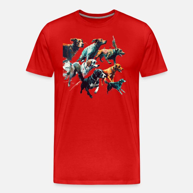 Hunde Gruppe - Bunte Hunde - Männer Premium Bio T-Shirt - Rot
