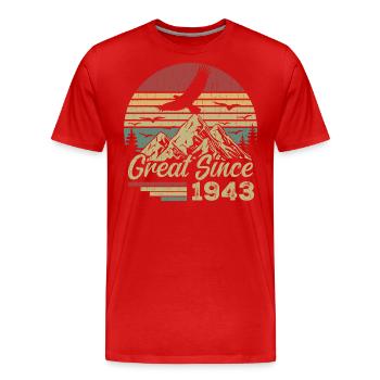 Vintage 1943 Cadeau D’anniversaire 1943 Retro 1943 - T-shirt bio Premium Homme - rouge - Devant - Damien (186cm)