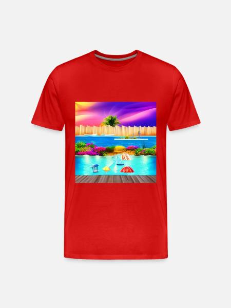 sunny vacation at sea side - Men's Premium Organic T-Shirt - red
