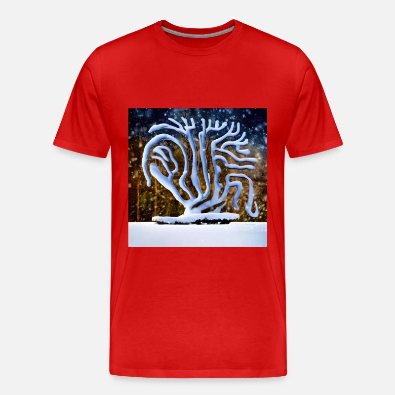 Alter Baum im Winter - Männer Premium Bio T-Shirt - Rot
