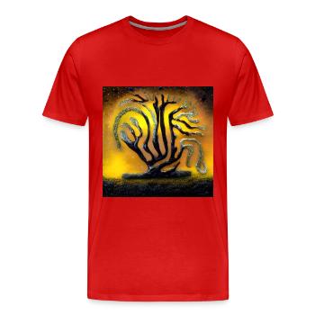 Alter Baum in der Nacht - Männer Premium Bio T-Shirt - Rot - Vorne - Damien (186cm)
