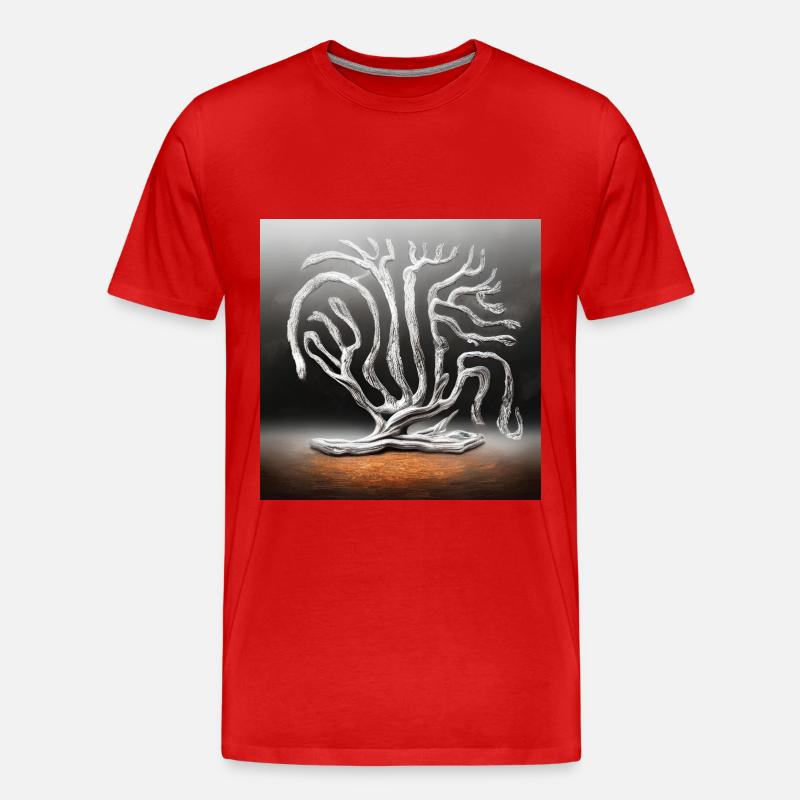 Alter Baum vom Blitz getroffen - Männer Premium Bio T-Shirt - Rot