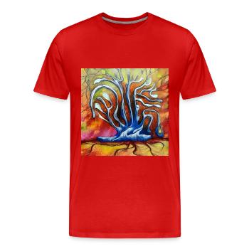 old tree during sunny summer day - Men's Premium Organic T-Shirt - red - Front - Damien (186cm)