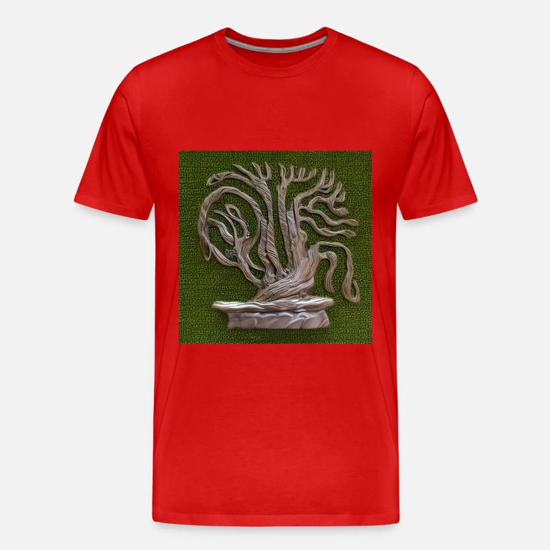 Alter Baum wird grün - Männer Premium Bio T-Shirt - Rot