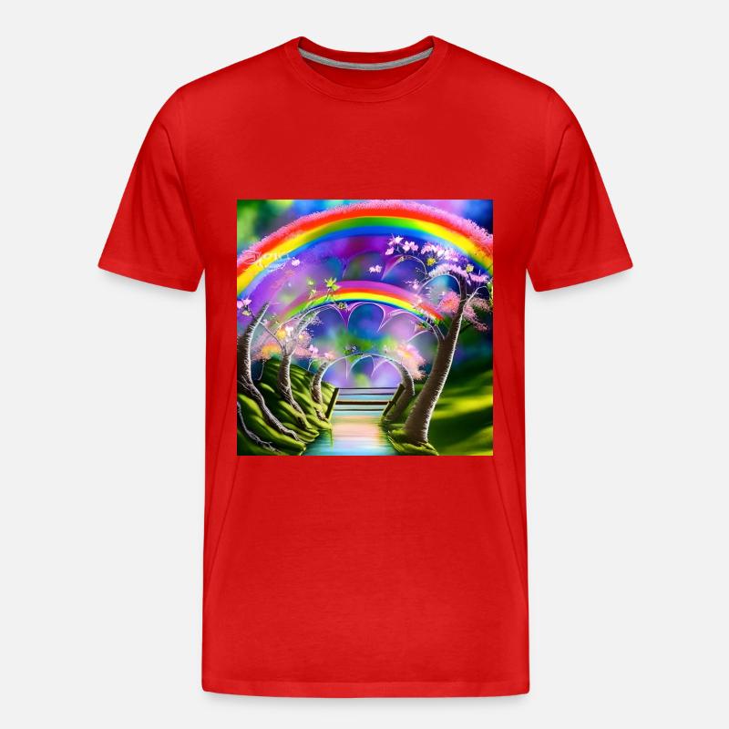 Regenbogen im Frühling - Männer Premium Bio T-Shirt - Rot