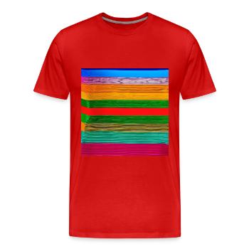 bandes épaisses horizontales de couleurs folles - T-shirt bio Premium Homme - rouge - Devant - Damien (186cm)