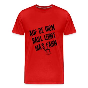 OidnRadlFahrn | Redewendung - Männer Premium Bio T-Shirt - Rot - Vorne - Damien (186cm)