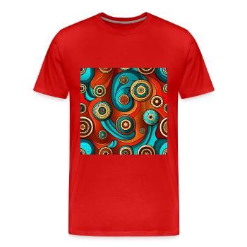 Modernes Ajrakh Nahtloses Muster - Männer Premium Bio T-Shirt - Rot - Vorne - Damien (186cm)