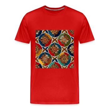 Modernes Ajrakh-Muster - Männer Premium Bio T-Shirt - Rot - Vorne - Damien (186cm)