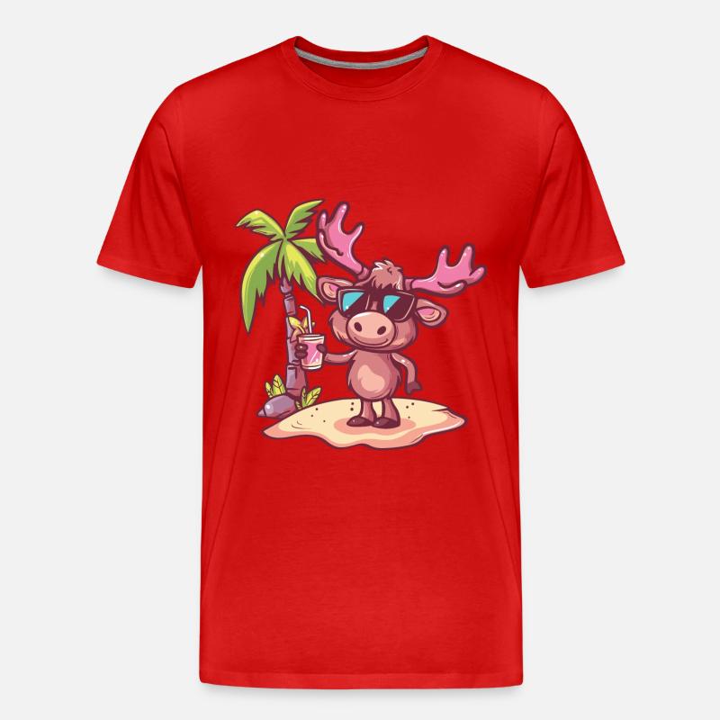 Elch Insel Sommer Palme - Männer Premium Bio T-Shirt - Rot