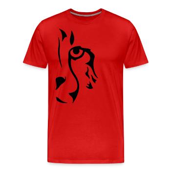 Cheetah (monochrome) - Men's Premium Organic T-Shirt - red - Front - Damien (186cm)
