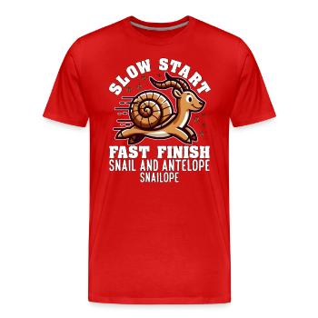 DÉMARRAGE LENT, FINITION RAPIDE - ESCARGOT ET ANTILOPE - T-shirt bio Premium Homme - rouge - Devant - Damien (186cm)