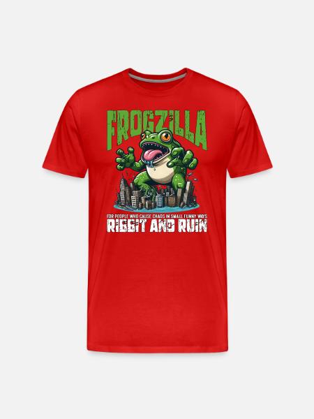 RIBBIT AND RUIN - FROGZILLA - Men's Premium Organic T-Shirt - red