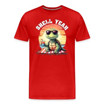 MUSCHEL YEAH! - Männer Premium Bio T-Shirt - Rot - Vorne - Damien (186cm)