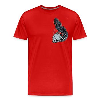 Coq en colère - T-shirt bio Premium Homme - rouge - Devant - Damien (186cm)