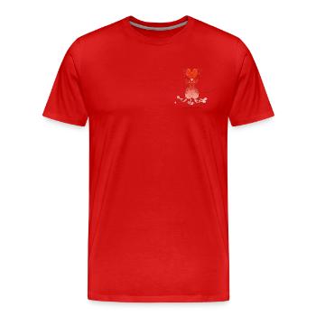 Feurige Liebe| Tarin und Tarin - Männer Premium Bio T-Shirt - Rot - Vorne - Damien (186cm)