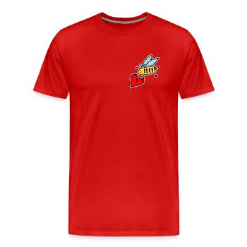 süße Biene mit großem Herz - Männer Premium Bio T-Shirt - Rot - Vorne - Damien (186cm)