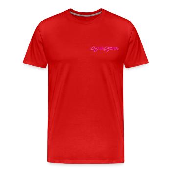 Samstag, alle Wochentage erhältlich, nettsfetz.de - Männer Premium Bio T-Shirt - Rot - Vorne - Damien (186cm)