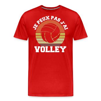 Ich kann nicht Ich habe Volley Humor Geschenk - Männer Premium Bio T-Shirt - Rot - Vorne - Damien (186cm)