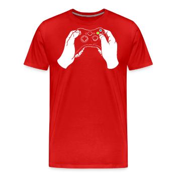 Gaming Controllers - Men's Premium Organic T-Shirt - red - Front - Damien (186cm)