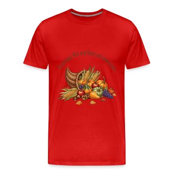 Thanksgiving : Parce que mon estomac doit aussi rendre grâce. - T-shirt bio Premium Homme - rouge - Devant - Damien (186cm)