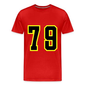 79 Zahl Trikot - Männer Premium Bio T-Shirt - Rot - Vorne - Damien (186cm)