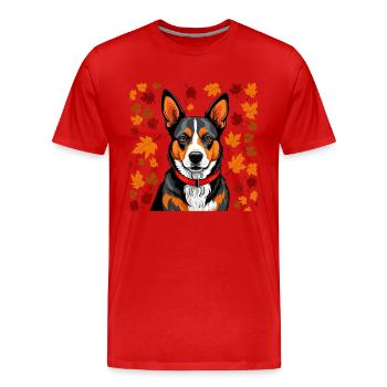 Herbst-Hund - Männer Premium Bio T-Shirt - Rot - Vorne - Damien (186cm)