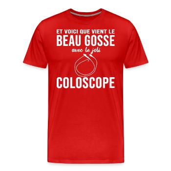 Médicin beau gosse type coloscope drôle cadeau - T-shirt bio Premium Homme - rouge - Devant - Damien (186cm)