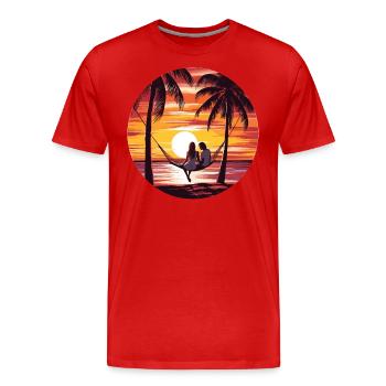 Oase Der Entspannung - Männer Premium Bio T-Shirt - Rot - Vorne - Damien (186cm)