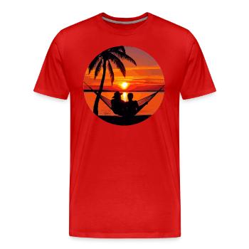 Oase Der Entspannung - Männer Premium Bio T-Shirt - Rot - Vorne - Damien (186cm)