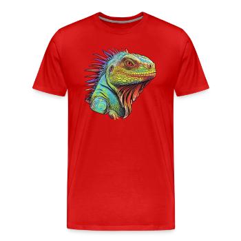 Iguanische Lebendige Farben - Lebendige Mirage - Männer Premium Bio T-Shirt - Rot - Vorne - Damien (186cm)