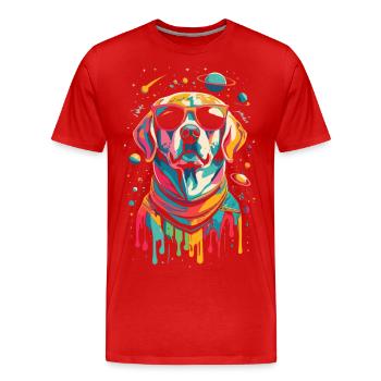 Chemise Labrador de l’espace rétro oeuvre colorée - T-shirt bio Premium Homme - rouge - Devant - Damien (186cm)