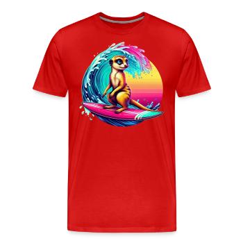 Meerkat Surf - Men's Premium Organic T-Shirt - red - Front - Damien (186cm)