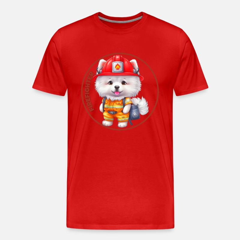 Pompier, doux samoyède - T-shirt bio Premium Homme - rouge