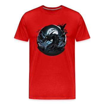 Black dragon in the moonlight - Men's Premium Organic T-Shirt - red - Front - Damien (186cm)