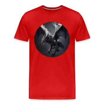 Bedrohlich aussehender fliegender Drache - Männer Premium Bio T-Shirt - Rot - Vorne - Damien (186cm)