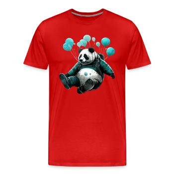 Panda parachutiste - T-shirt bio Premium Homme - rouge - Devant - Damien (186cm)