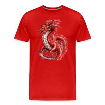 Red dragon, mistic animal - Men's Premium Organic T-Shirt - red - Front - Damien (186cm)
