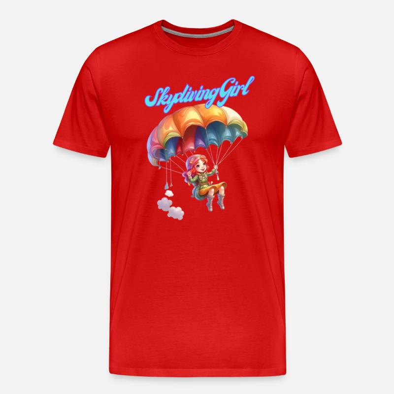 Fallschirmspringendes Mädchen - Männer Premium Bio T-Shirt - Rot
