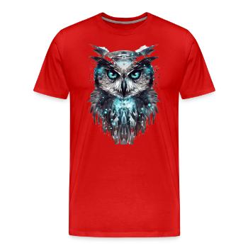 Cyber Owl - Men's Premium Organic T-Shirt - red - Front - Damien (186cm)