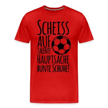 SCHEISS AUF TALENT! - Männer Premium Bio T-Shirt - Rot - Vorne - Damien (186cm)