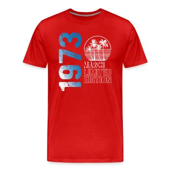 Mars 1973 édition limitée millésime année de naissance - T-shirt bio Premium Homme - rouge - Devant - Damien (186cm)