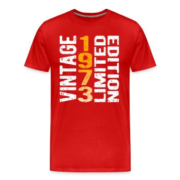 Millésime 1973 édition limitée millésime année de naissance - T-shirt bio Premium Homme - rouge - Devant - Damien (186cm)