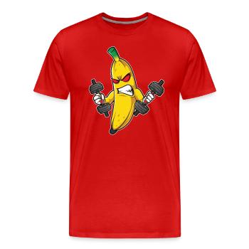 Fitness Banana Workout Routine Training Gym - T-shirt bio Premium Homme - rouge - Devant - Damien (186cm)