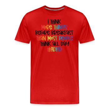 TDAH - T-shirt bio Premium Homme - rouge - Devant - Damien (186cm)