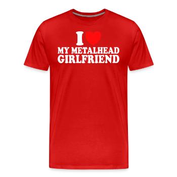I love metal I love my metal girlfriend - Men's Premium Organic T-Shirt - red - Front - Damien (186cm)