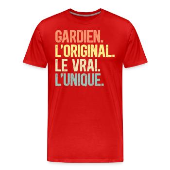 Gardien L'Original Le Vrai L'Unique Homme Gardien - T-shirt bio Premium Homme - rouge - Devant - Damien (186cm)