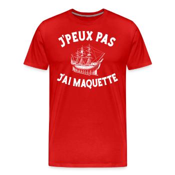 Maquettiste Je Peux Pas J'Ai Maquette - T-shirt bio Premium Homme - rouge - Devant - Damien (186cm)